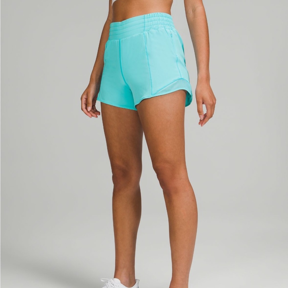 Electric Turquoise 4 inch High waisted Hotty hot shorts